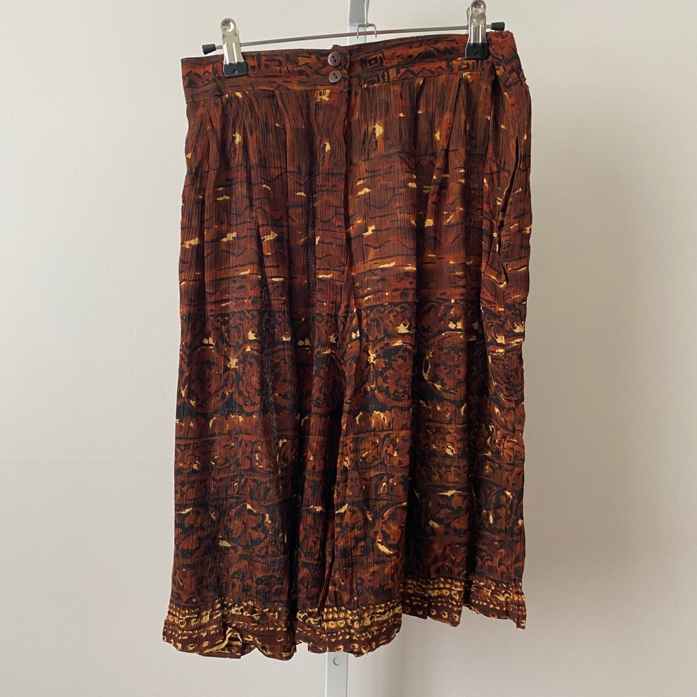 Mamta Rayon Boho Beachy Relaxed Lagenlook Earth Colors Culottes OS Brown